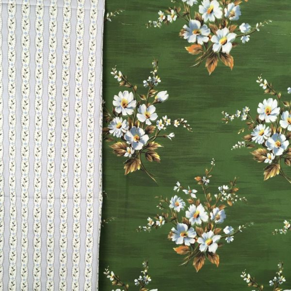 Tissu vintage vert, Touraine production Urgé France garanti Air Lumière lavable