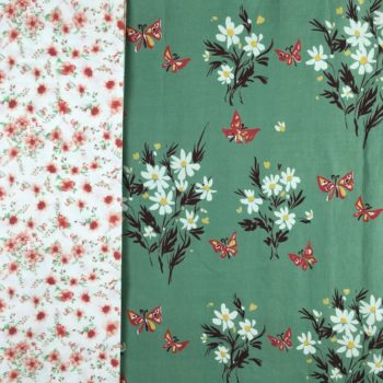 Tissu vintage vert, Belle époque - série de luxe - dessin de Fumeron