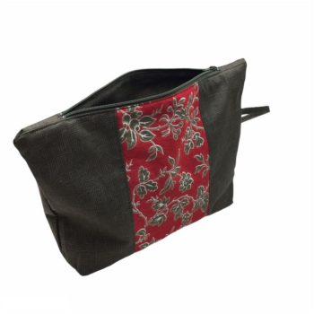 Pochette maquillage, trousse femme en toile et tissu graphique, fourre tout zippé motif géométrique