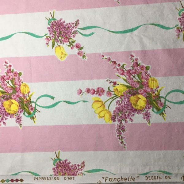 Tissu vintage Fanchette, dessin de Pascaline Villon, impression d’art, Romanex de Boussac