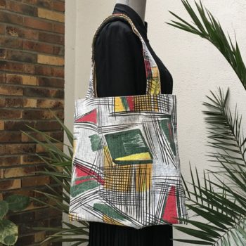 Sac fourre-tout d'inspiration rétro années 1950s en coton texturé barkcloth