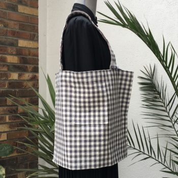 Coton tissé motif vichy gris et poche intérieure plaquée