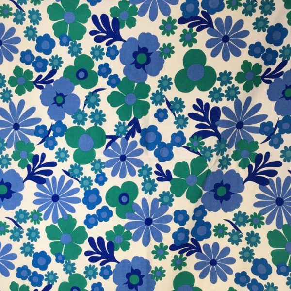 Tissu vintage Aubade, dessin de Pascaline Villon, impression d’art, Romanex de Boussac 1969