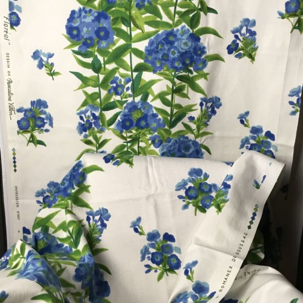 Tissu vintage Floréal, dessin de Pascaline Villon, impression d’art, Romanex de Boussac
