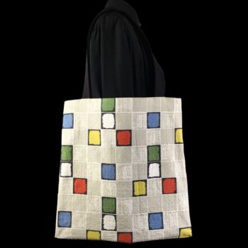 Totebag design pour femme, imprimé graphique, motifs géométriques abstraits, époque moderne milieu XXe siècle. Recto face B.