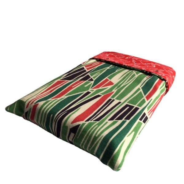 Protection pour livre, doublée réversible, housse en tissu vintage typique des années 1950s début 1960s.