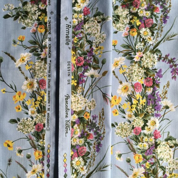 Tissu vintage Armelle, dessin de Pascaline Villon, impression d’art, grand teint tissu stabilisé, Comptoir de l’industrie textile de France, Romanex de Boussac 1968.