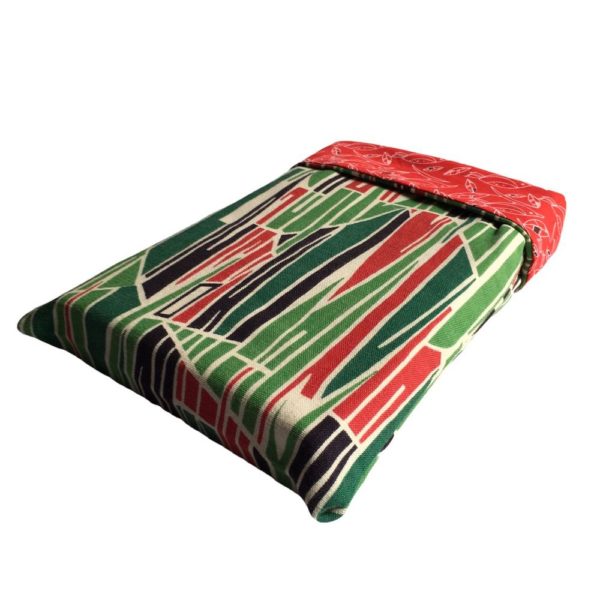 Protection pour livre, doublée réversible, housse en tissu vintage typique des années 1950s début 1960s.