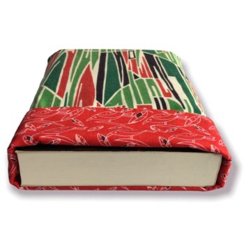 Protection pour livre, doublée réversible, housse en tissu vintage typique des années 1950s début 1960s.