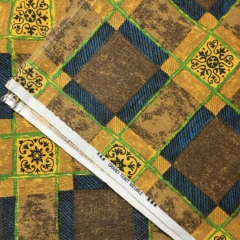 Tissu vintage des années 1950s début 1960s, imprimé graphique, motifs abstraits, toile d’ameublement en coton texturé, Grand Teint Meuble.