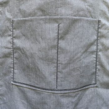 Sac cabas vintage Turquoise, doublure et poche intérieure, fines rayures noir sur blanc.