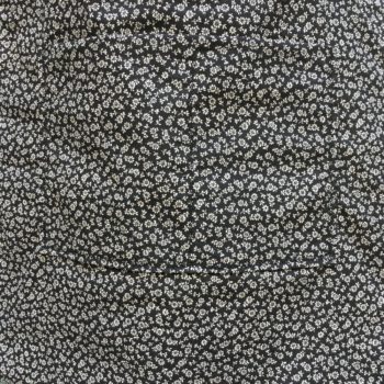 Sac en tissu vintage revalorisé Turquoise, au verso doublure et poche intérieure, semis de petites fleurs en blanc sur noir.