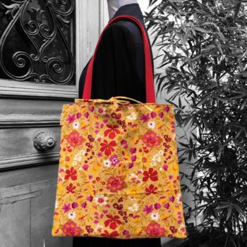 Sac Flower Power Sixties en toile vintage de 1967, Lisette, dessin de Pascaline Villon, Romanex de Boussac.