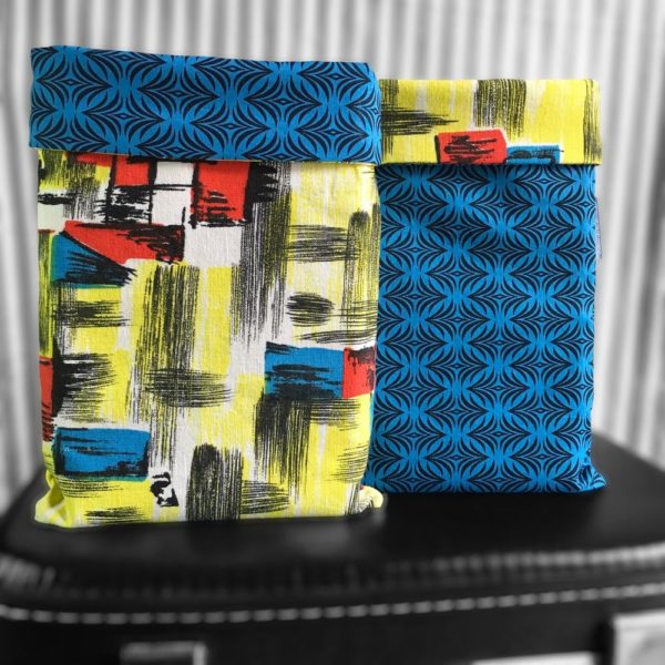 Pochettes à livres en tissus vintage, modèle Fifties.