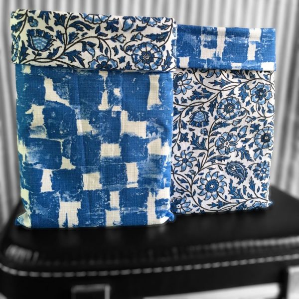 Pochettes à livres en tissus vintage, modèle Azur.