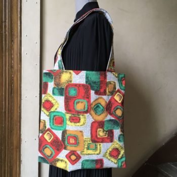 Sac shopping doublé réversible pour femme et homme, en tissu vintage années 1950s 1960s, face B.