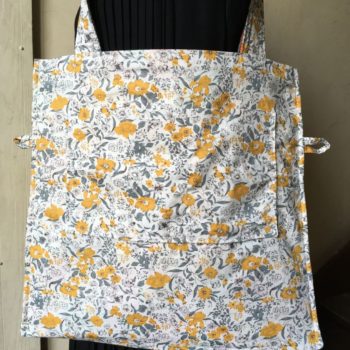 Sac shopping doublé réversible pour femme et homme, en tissu vintage années 1950s 1960s, doublure et poche.