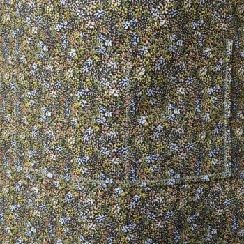 Sac en toile tote bag carré, tissu vintage 1950s 1960s en coton texturé Baltimore de la maison Beldecor, doublure Clématite de l'éditeur français Safeco, verso et détail de la poche.