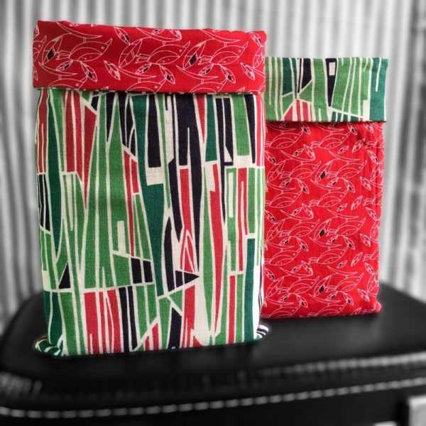 Pochettes à livres en tissus vintage, modèle Shadock.