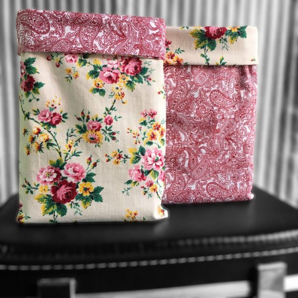 Pochettes à livres en tissus vintage, modèle Cachemire.