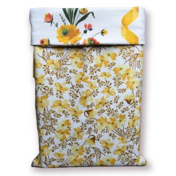 Pochette souple doublée réversible pour livres en tissu vintage 1960s, Guirlandes par Romanex de Boussac, verso