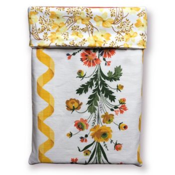 Pochette souple doublée réversible pour livres en tissu vintage 1960s, Guirlandes par Romanex de Boussac, recto 2