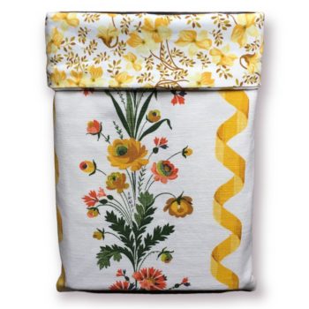 Pochette souple doublée réversible pour livres en tissu vintage 1960s, Guirlandes par Romanex de Boussac, recto 1