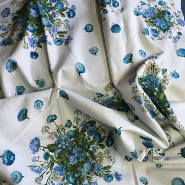 Tissu vintage Pâquerettes, dessin de Pascaline Villon, impression d’art, grand teint tissu stabilisé, Comptoir de l’industrie textile de France, Romanex de Boussac 1966.