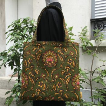 Sac original en toile de style tapisserie, imprimé vintage baroque, Istamboul par Beldecor. Fourre-tout réversible en tissu revalorisé, fait main création. Exemplaire 1, recto face A.