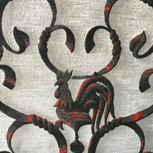 Tissu vintage baroque avec dessin de coq.