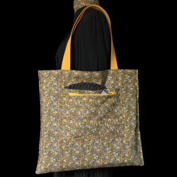 Sac en toile de style tapisserie, imprimé vintage baroque, Istamboul par Beldecor. Fourre-tout réversible en tissu revalorisé, création originale. Verso, doublure et poche.