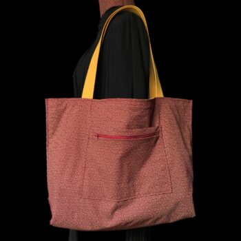 Cabas en toile de style tapisserie, imprimé vintage baroque, Amboise par Romanex de Boussac. Fourre-tout réversible en tissu revalorisé, création originale. Verso, doublure et poche.