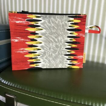 Pochette fifties, trousse zippée, faite main en France, création originale, pièce unique, tissu vintage revalorisé, accessoire d'inspiration rétro.