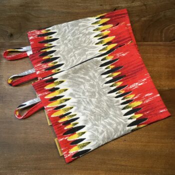 Pochette fifties, trousse zippée, faite main en France, création originale, pièce unique, tissu vintage revalorisé, accessoire d'inspiration rétro.