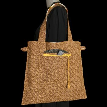 Sac vintage en toile, imprimé baroque de style orientaliste, Madras par Beldecor. Fourre-tout réversible en tissu revalorisé, création originale.