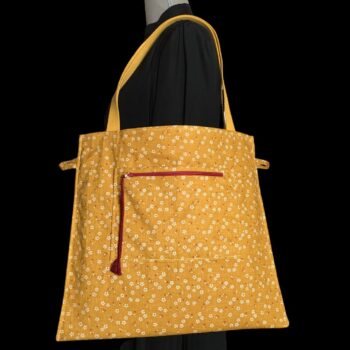 Tote bag vintage baroque, cabas Venezia Grand, fait main en France. Sac fourre-tout réversible en tissu ancien revalorisé, accessoire d'inspiration rétro. Verso, doublure et poche fermée.
