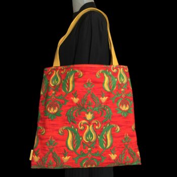Tote bag vintage baroque, cabas Venezia Grand, fait main en France. Sac fourre-tout réversible en tissu ancien revalorisé, accessoire d'inspiration rétro. Recto face B.