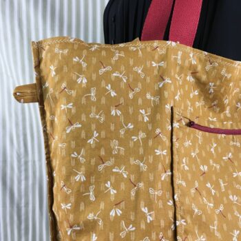 Sac Tiki tropical, tissu vintage années 1950, cabas en toile fait main. Exemplaire 2, verso, doublure et poche, pattes d'attache.