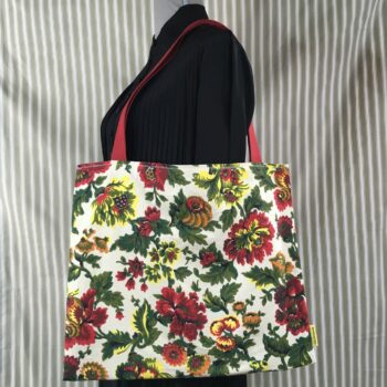 Sac en toile de lin vintage à imprimé fleuri. Exemplaire 2, recto face A.