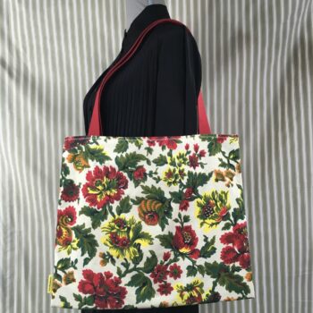 Sac en toile de lin vintage à imprimé fleuri. Exemplaire 2, recto face B.