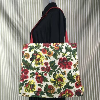 Sac en toile de lin vintage à imprimé fleuri. Exemplaire 1, recto face A.