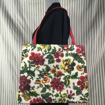 Sac en toile de lin vintage à imprimé fleuri. Exemplaire 1, recto face B.