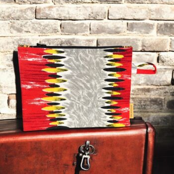 Pochette fifties, trousse zippée, faite main en France, création originale, pièce unique, tissu vintage revalorisé, accessoire d'inspiration rétro.