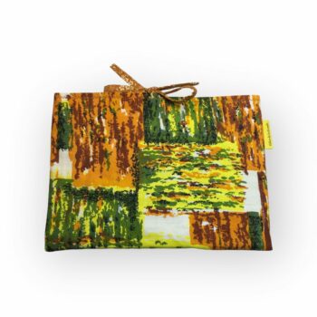 Pochette matelassée à livres de poche, housse pour tablettes, création originale pièce unique, tissu vintage années 1950s revalorisé. Taille S1, exemplaire 3, recto face A.