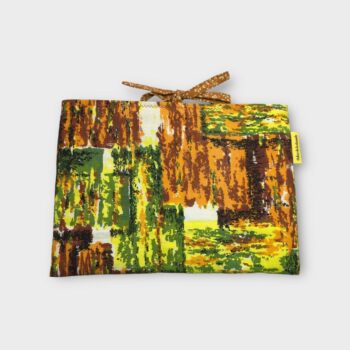 Pochette matelassée à livres de poche, housse pour tablettes, création originale pièce unique, tissu vintage années 1950s revalorisé. Taille S1, exemplaire 2, recto face A.