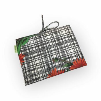 Housse à tablettes fleurie sixties, étui matelassé pour livres, fait main, création originale pièce unique, tissu vintage 1960s revalorisé. Exemplaire 3 recto face B.