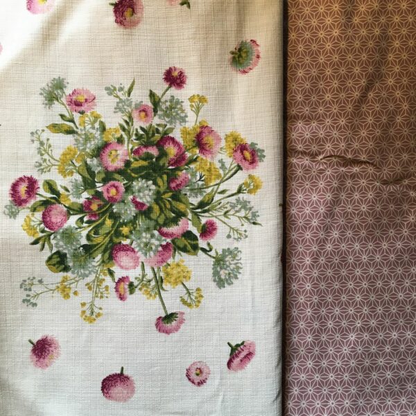 Pâquerettes, dessin de Pascaline Villon, Impression d’Art, Comptoir de l’Industrie Textile de France, Grand Teint Tissu Stabilisé, Romanex de Boussac, 1966