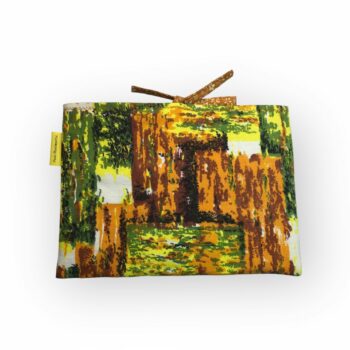 Pochette matelassée à livres de poche, housse pour tablettes, création originale pièce unique, tissu vintage années 1950s revalorisé. Taille S1, exemplaire 3, recto face B.