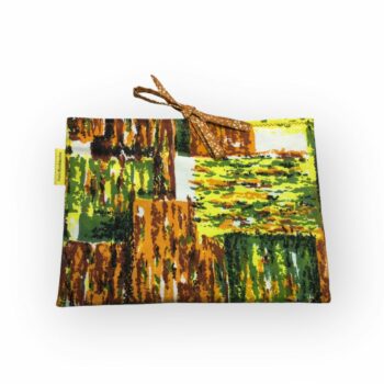 Pochette matelassée à livres de poche, housse pour tablettes, création originale pièce unique, tissu vintage années 1950s revalorisé. Taille S1, exemplaire 1, recto face B.