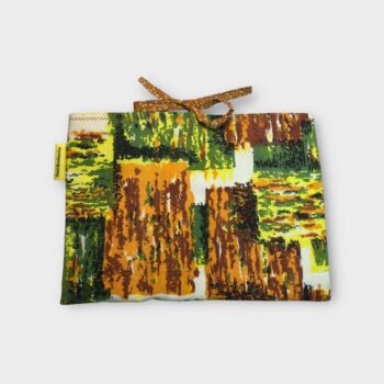 Pochette matelassée à livres de poche, housse pour tablettes, création originale pièce unique, tissu vintage années 1950s revalorisé. Taille S1, exemplaire 2, recto face B.